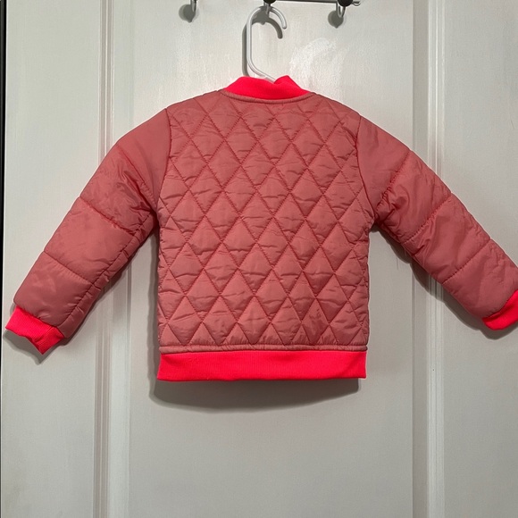 Betsey Johnson Girls Coral Pink Floral Quilted Puffer Jacket Sz 4 - Picture 4 of 6